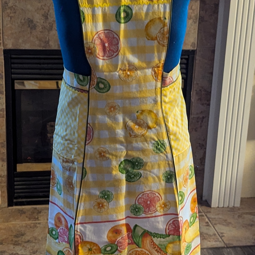 Vibrant Yellow Fruit Pattern Apron